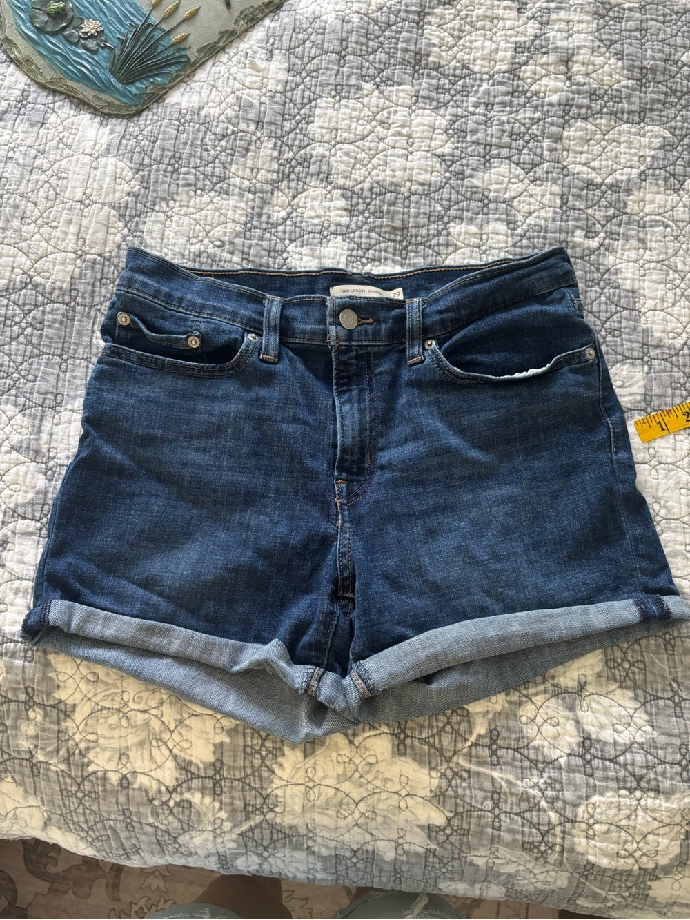 Levi's Dark Blue Rolled Cuff Denim Shorts